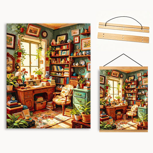 Sunlit Bookroom 3（36-60+colors）Paint By Numbers