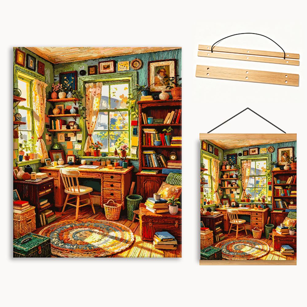 Sunlit Bookroom 4（36-60+colors）Paint By Numbers