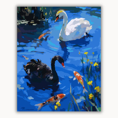 Swans Playing in the Water 2