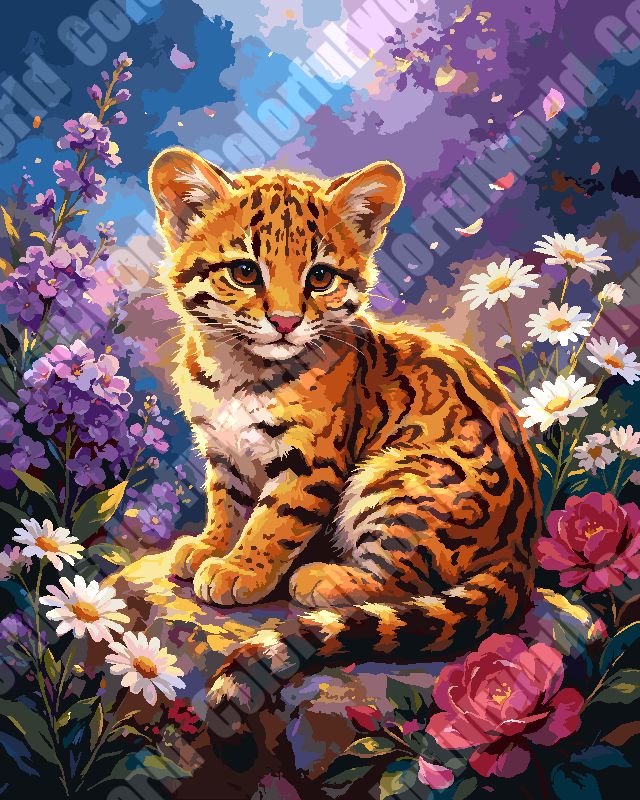 Tabby Cat In Wildflower Garden（36-60+colors）Paint By Numbers