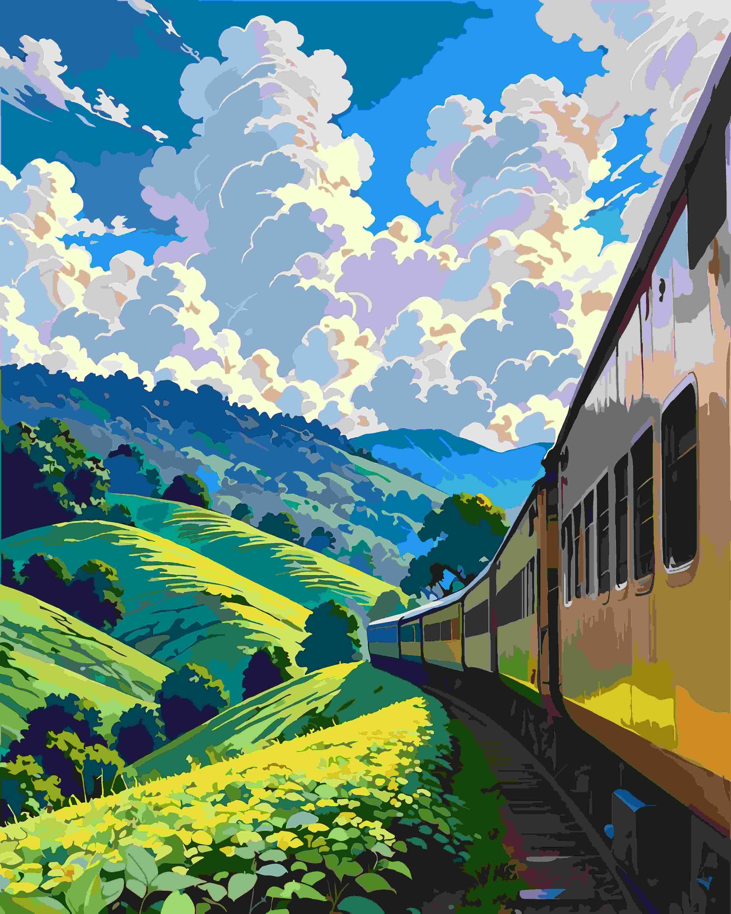 The scenery on the train