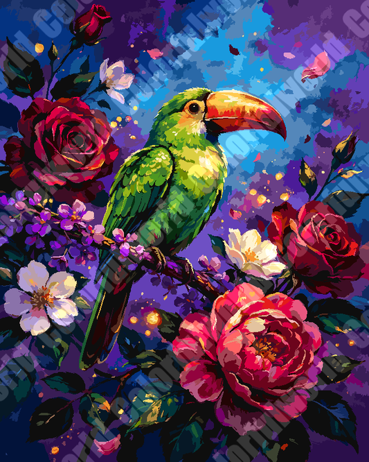 Toucan In Rose Garden（36-60+colors）Paint By Numbers