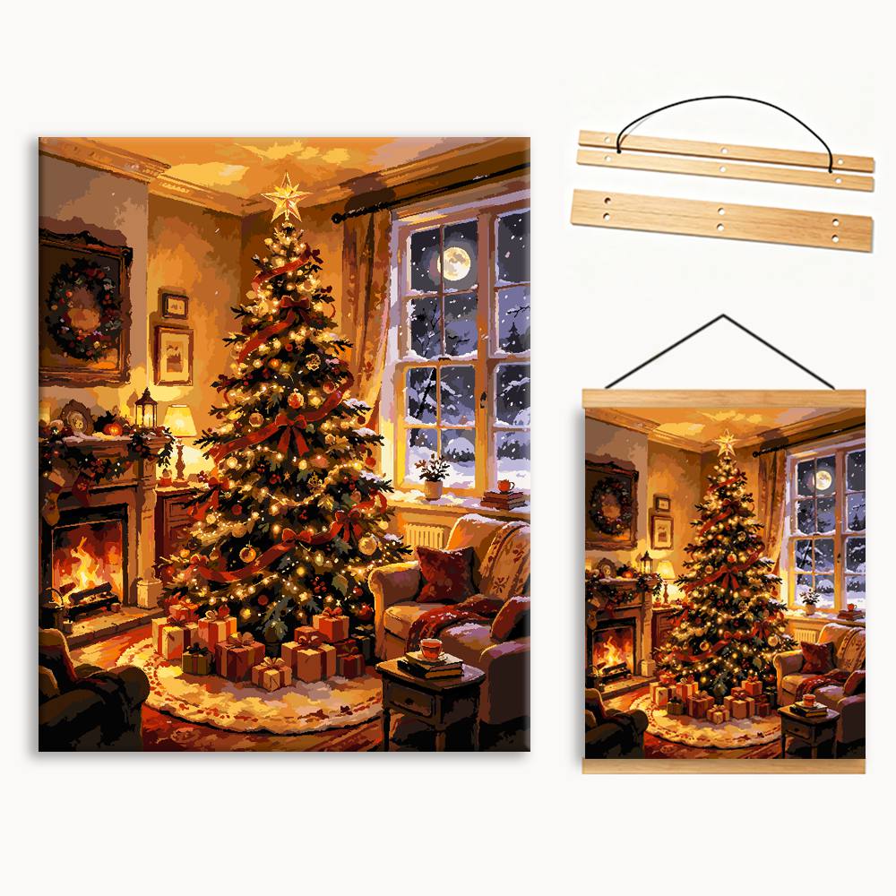 Warm Living Room Christmas Tree By Window（36-60+colors）Paint By Numbers
