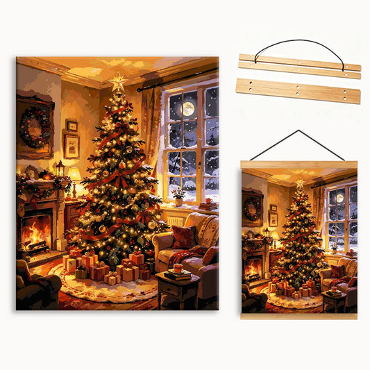 Warm Living Room Christmas Tree By Window（36-60+colors）Paint By Numbers