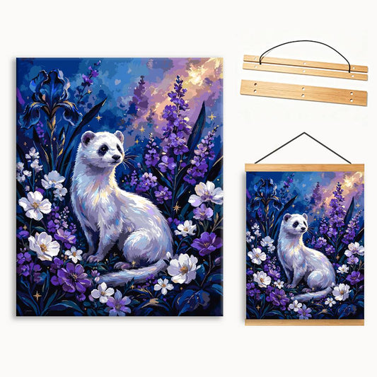 White Ferret & Lavender Blooms（36-60+colors）Paint By Numbers