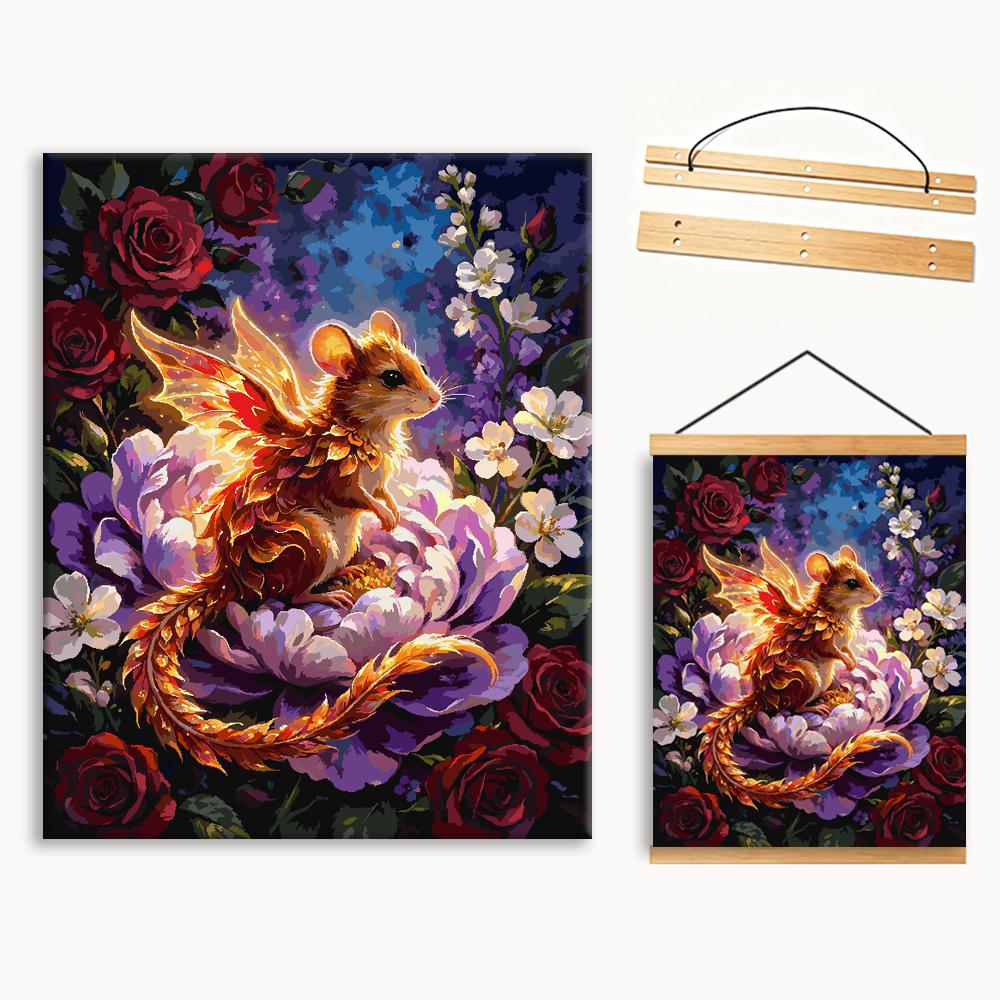 Winged Mouse On Peony（36-60+colors）Paint By Numbers