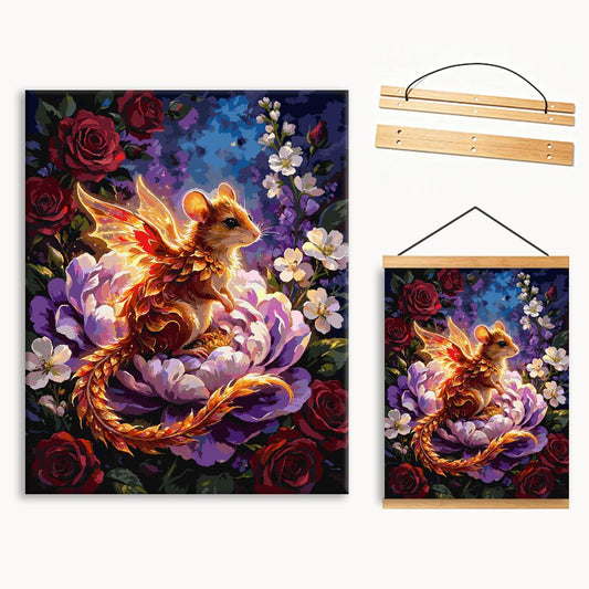 Winged Mouse On Peony（36-60+colors）Paint By Numbers
