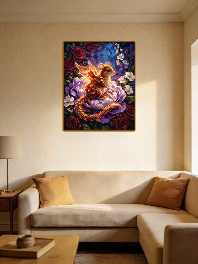 Winged Mouse On Peony（36-60+colors）Paint By Numbers